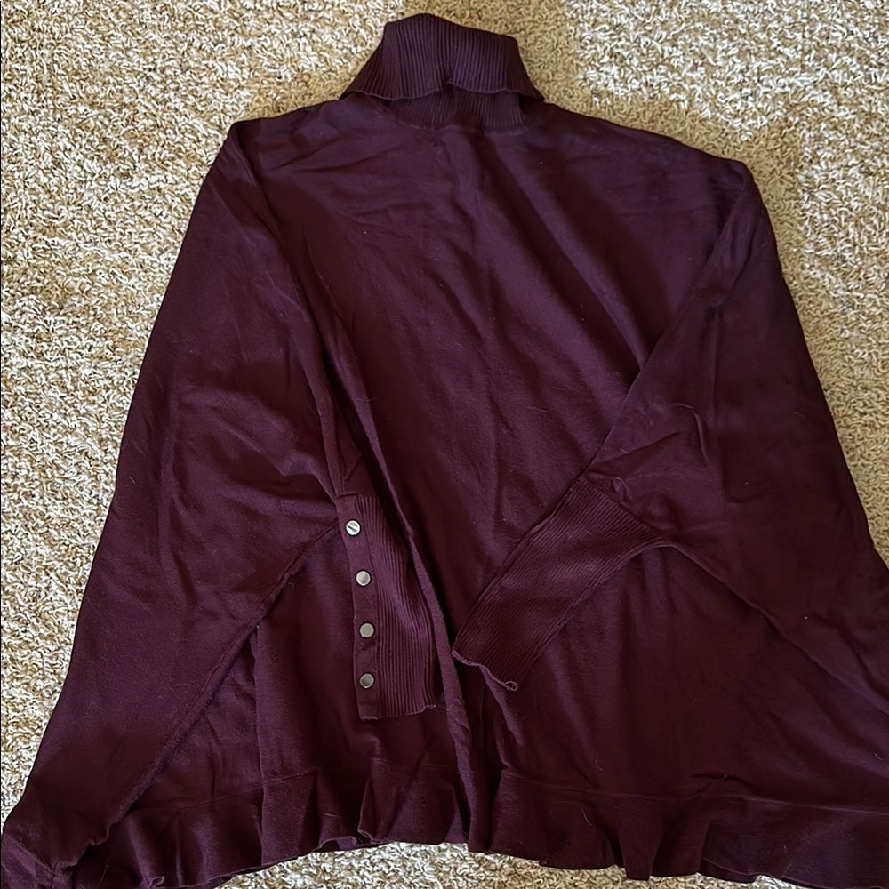 Elegant Deep Purple Poncho Sweater